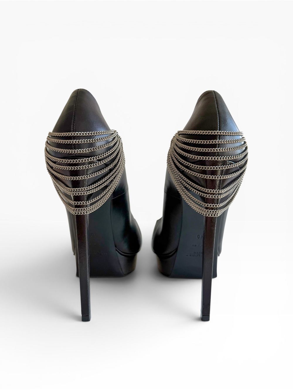 Saint Laurent Janis Chain Pumps Pointed Toe Platform Stiletto Heels Sz 40 YSL - Picture 5 of 12